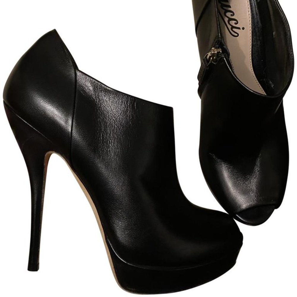 Gucci Black Open Toe Boots/Booties